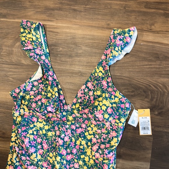 NWT Kona Sol floral one piece swimsuit size XL 16 - Picture 4 of 6